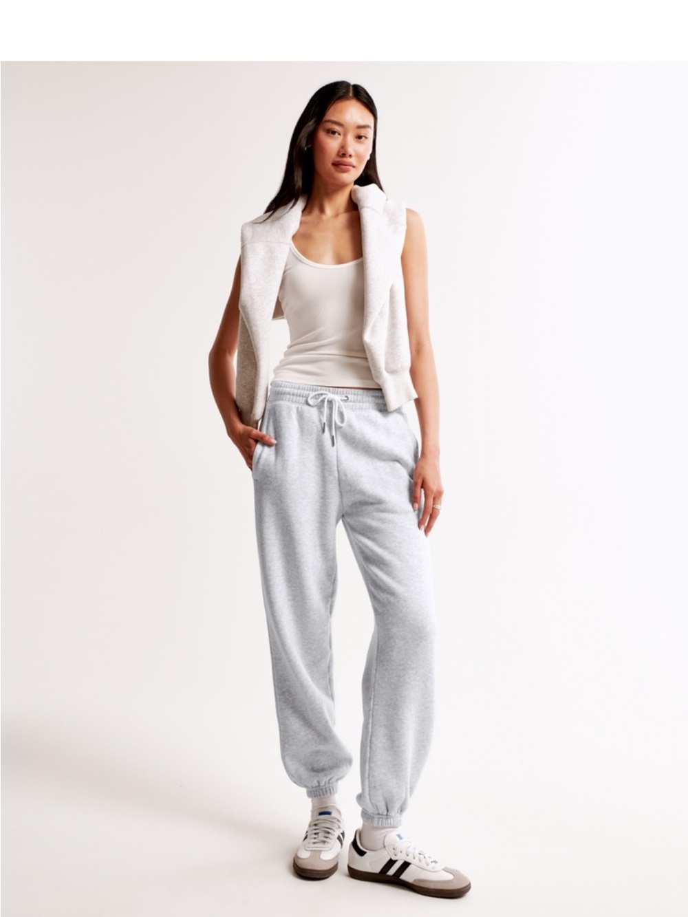 Abercrombie & Fitch Light Gray Drawstring Joggers